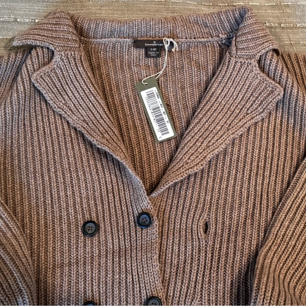 Ermenegildo Zegna - 100% Cashmere - Ribbed Knit Cardigan Jacket - NWT - 52 / L